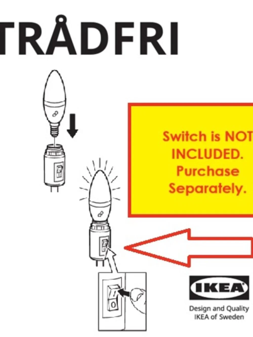 IKEA TRÅDFRI LED Chandelier Bulb E12 450 Lumens, Dimmable, White Spectrum